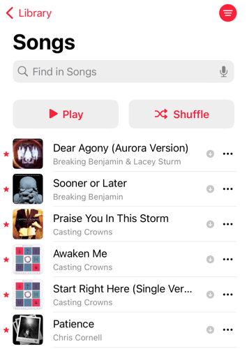 Canzoni preferite in Apple Music
