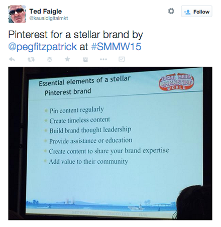 tweet dalla presentazione di peg fitzpatrick smmw15