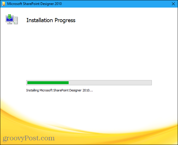 Avanzamento dell'installazione per l'installazione di Microsoft Office Picture Manager nell'installazione di Sharepoint Designer 2010