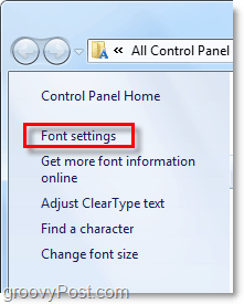 regolare le impostazioni del carattere in Windows 7 