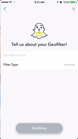Aggiungi un nome per il tuo geofiltro Snapchat.