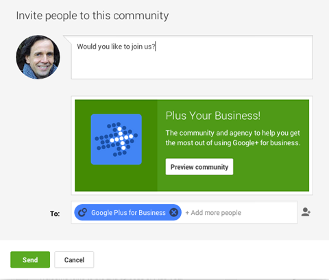 invito alla community di Google Plus
