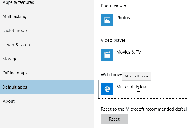 Browser Edge Windows 10 predefinito