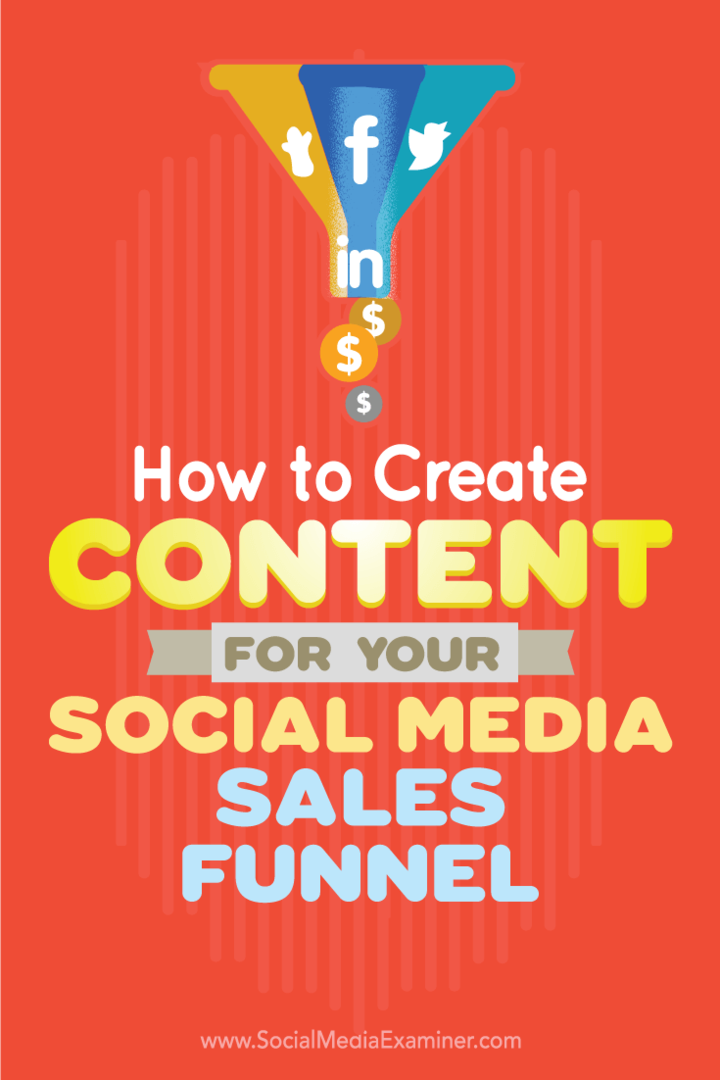 Suggerimenti su come creare contenuti da amplificare come parte del tuo funnel di vendita sui social media.