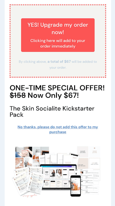 esempio di un'offerta di vendita su Instagram di $ 67 per il loro pacchetto kickstarter