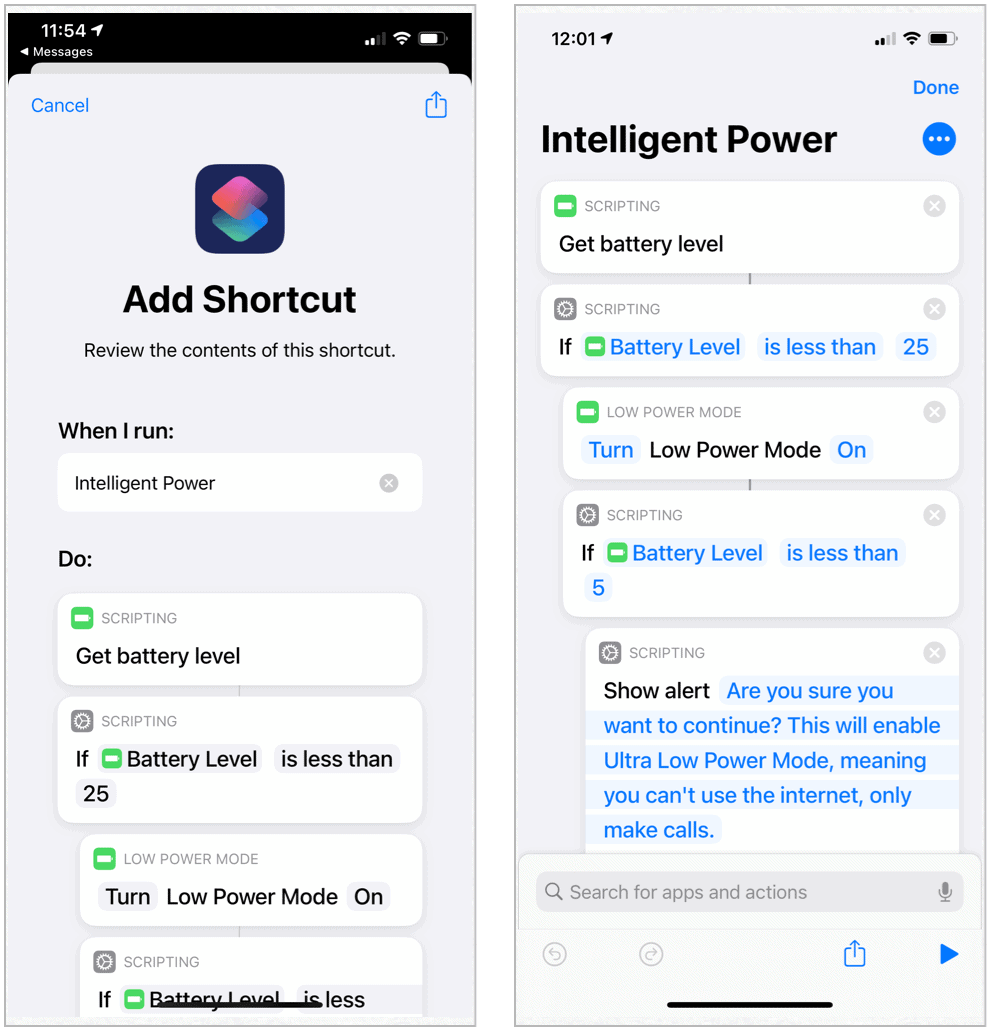 Scorciatoie Siri Potenza intelligente