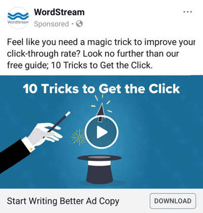 Tecniche pubblicitarie di Facebook che forniscono risultati, ad esempio WordStream che offre una guida gratuita