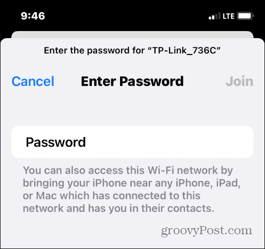 inserire la password della rete wi-fi
