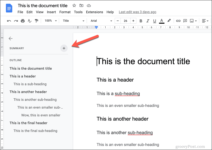 Struttura del documento di Google Documenti