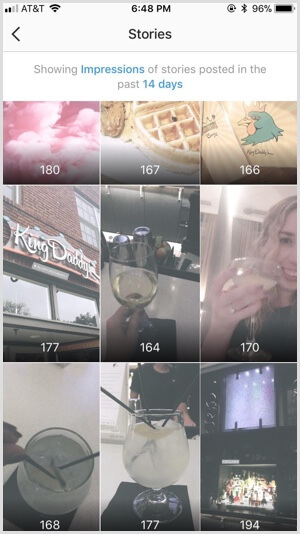 Storie di Instagram Insights ordinate per impressioni