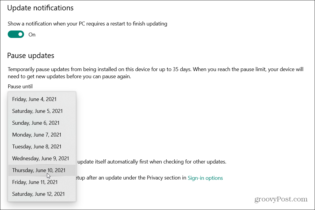 Come ritardare l'aggiornamento di Windows 10 maggio 2021 (versione 21H1)