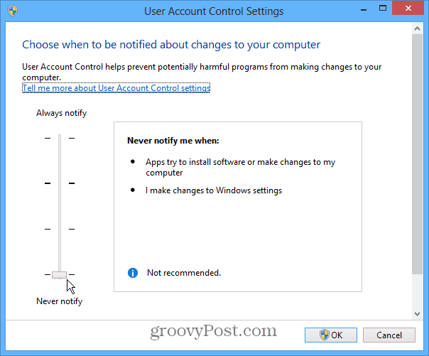 Controllo account utente Windows 8