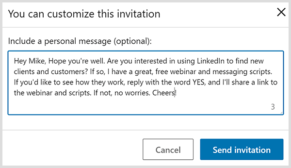 L'invito alla connessione LinkedIn con un messaggio personale si basa sui quattro suggerimenti di John Nemo.