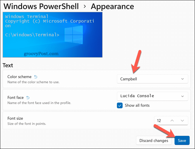 Modifica della combinazione di colori in Windows Terminal