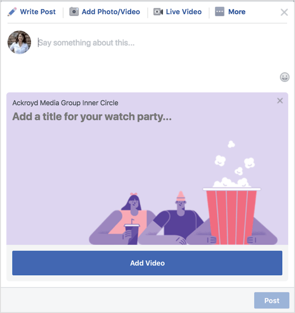 Dai al tuo party di sorveglianza di Facebook un titolo e una descrizione.
