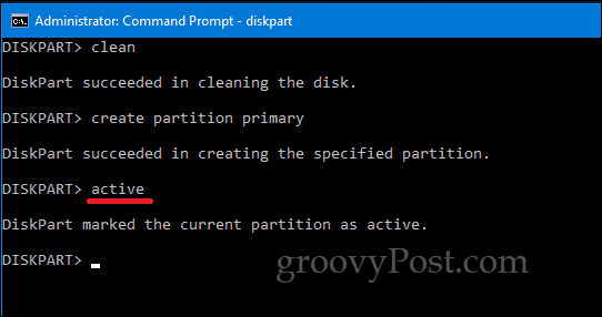 DiskPart riga di comando di Windows 10