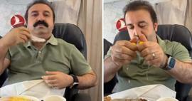Reazione di Şırdancı Mehmet sull'aereo! Si è tolto lo sciroppo dal petto sull'aereo...