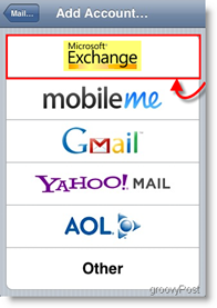 Apple iPhone e iPod Touch Aggiungi Mail Exchange Server ActiveSync
