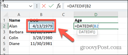 Excel data di nascita