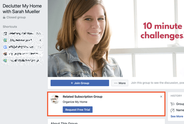 Come utilizzare le funzionalità dei gruppi di Facebook, esempio del relativo gruppo di abbonamento per Declutter My Home