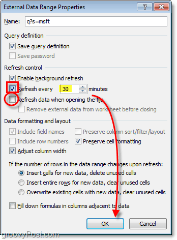 aggiornamento automatico dei dati in Excel 2010