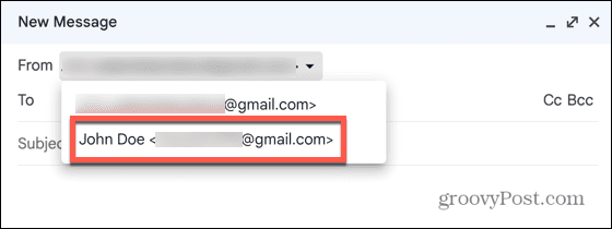 alias di selezione gmail