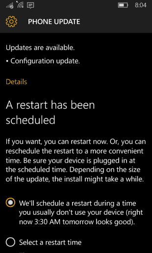 Windows 10 Mobile Configuration Update