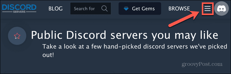 menu del server discord