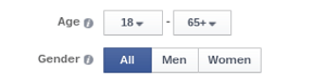 annuncio di Facebook con targeting per età e sesso