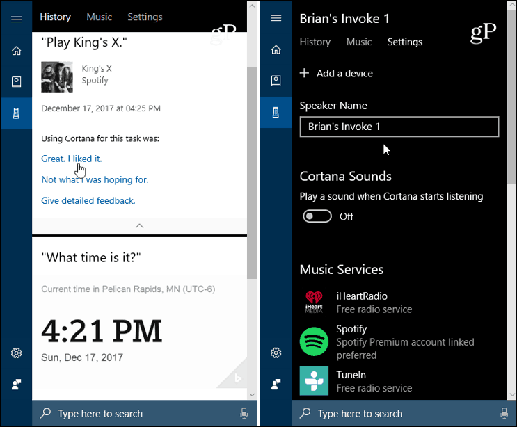 Cortana Windows 10 Richiama le impostazioni