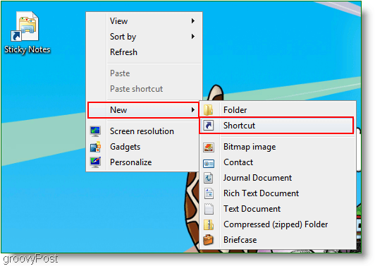 Windows 7 Crea nuovo collegamento: Screenshot