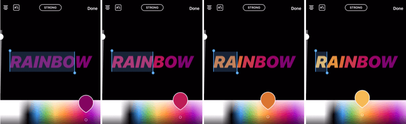 crea testo arcobaleno in Instagram Stories