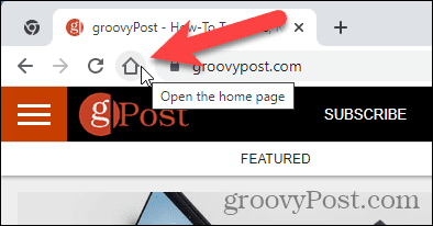 Home page visualizzata quando si fa clic sul pulsante Home in Chrome
