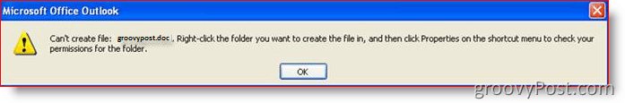 Errore di Outlook: impossibile creare il file:: groovyPost.com