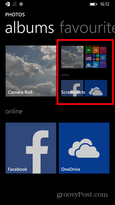 Windows Phone 8.1 screenshot degli album