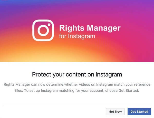 Instagram sembra aver abilitato Rights Manager per Instagram.