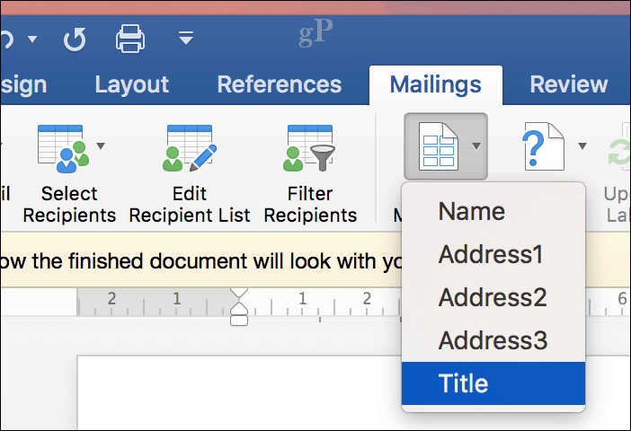 microsoft word for mac mail merge - unisci i campi