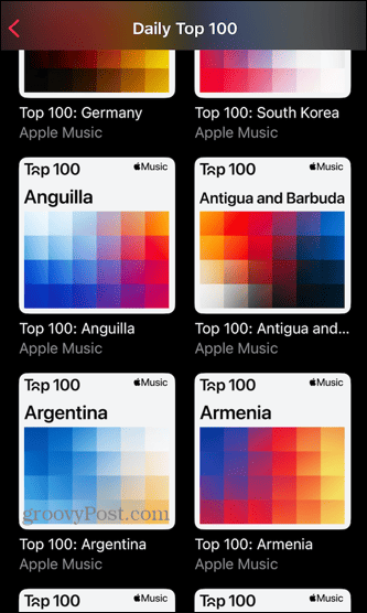 classifiche musicali Apple nei primi 100 paesi