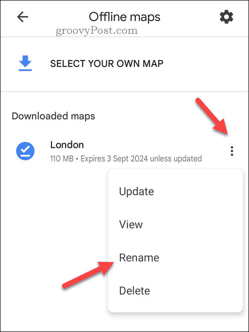 Rinominare una mappa Google Maps offline