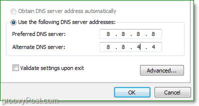 l'IP DNS di Google è 8.8.8.8 e l'alternativa è 8.8.4.4