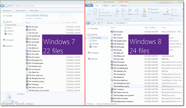 Windows 8 Explorer rispetto a Windows 7 Explorer