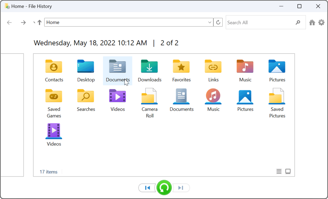 usa la cronologia dei file su Windows 11