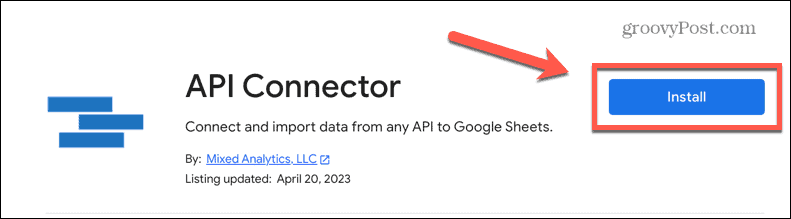 Google Sheets installa il connettore API