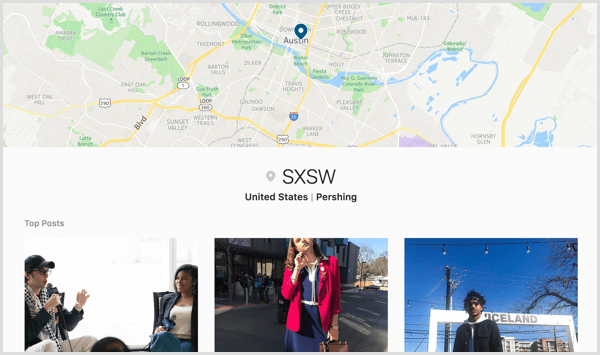 Le persone possono visualizzare tutti gli Instagram pubblicati taggati con il geotag dell'evento su una pagina Esplora della posizione.
