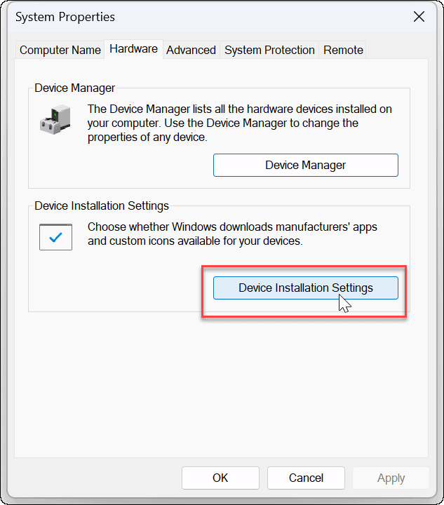 Disabilita l'installazione automatica del driver su Windows 11