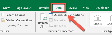 La scheda Dati sulla barra multifunzione di Excel