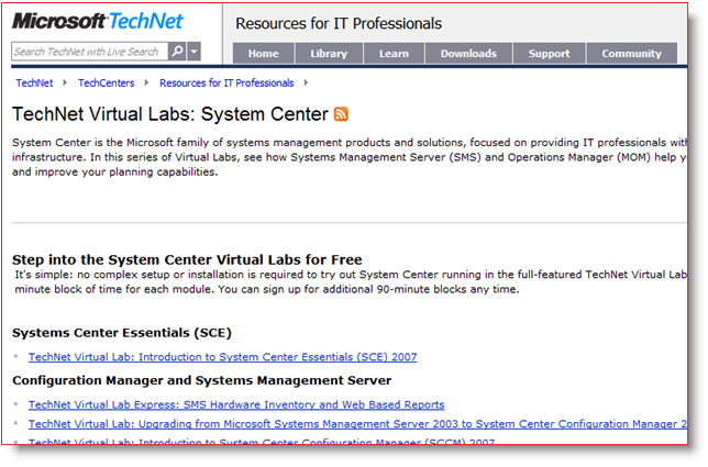 Laboratori virtuali Microsoft TechNet