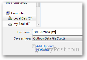 come creare il file pst per Outlook 2013 - nome pst