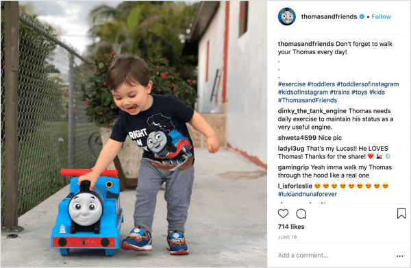 Thomas & Friends condivide le foto inviate dai genitori di bambini che utilizzano i prodotti del marchio.