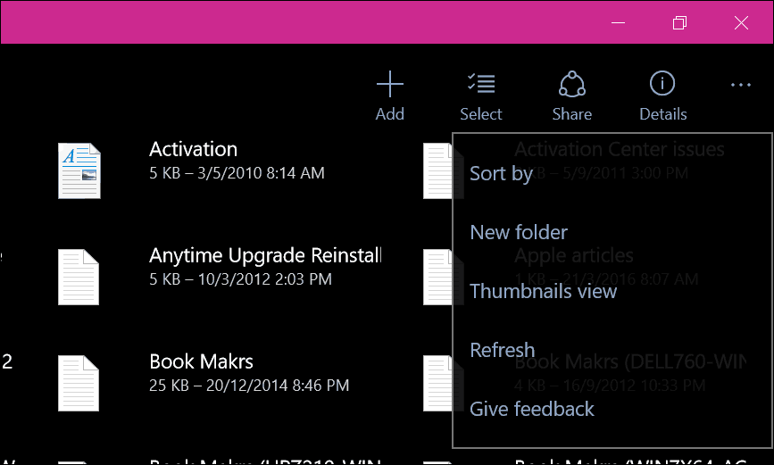 Windows OneDrive app 10 5